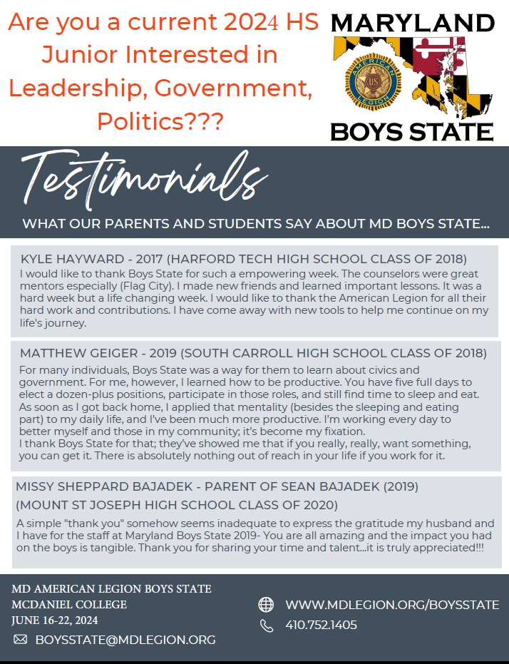 MD Boys State Promo Flyer
